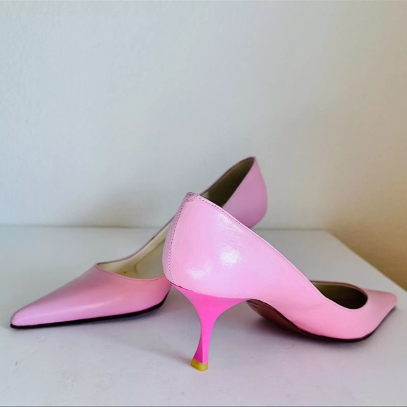 NWOB Michel Perry Pink Pointed Pumps Leather Italy 35.5 US5.5 Vintage Y2K - Picture 5 of 9